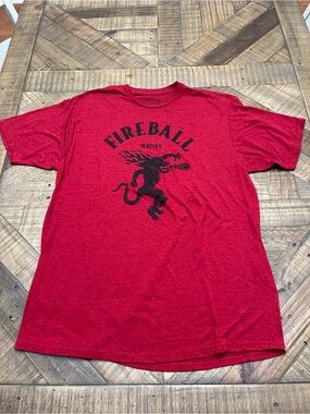 Official Fireball Cinnamon Whiskey Promo Tee Short Sleeve Red
